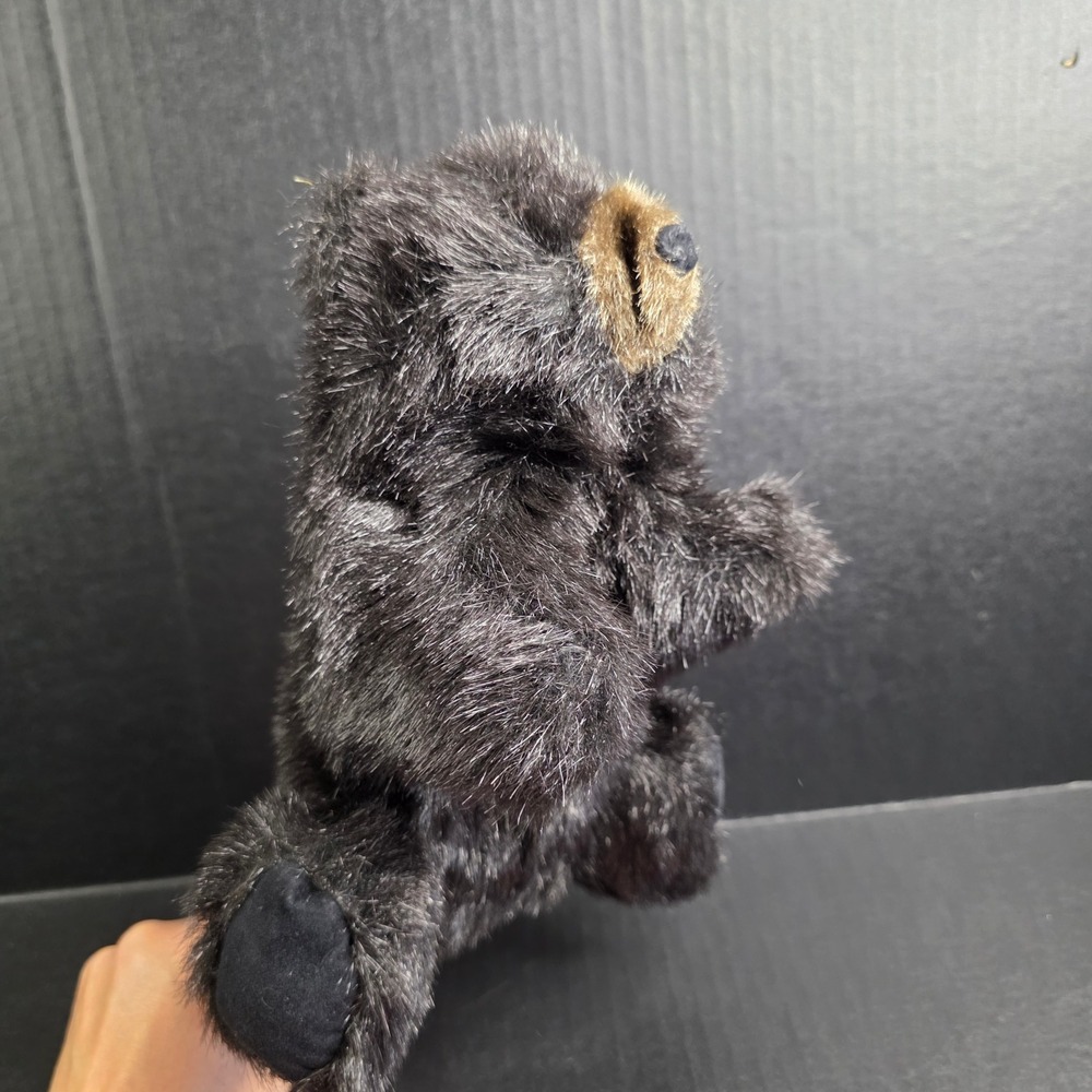 Furry Folk Puppets Vintage Black Bear Hand Puppet Made in USA Dark Fur 9 inch